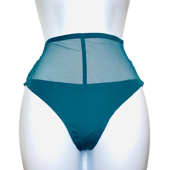 NWT Victoria’s Secret Emerald Mesh High Waist Cut Out Thong V-String Panty - Picture 6 of 14